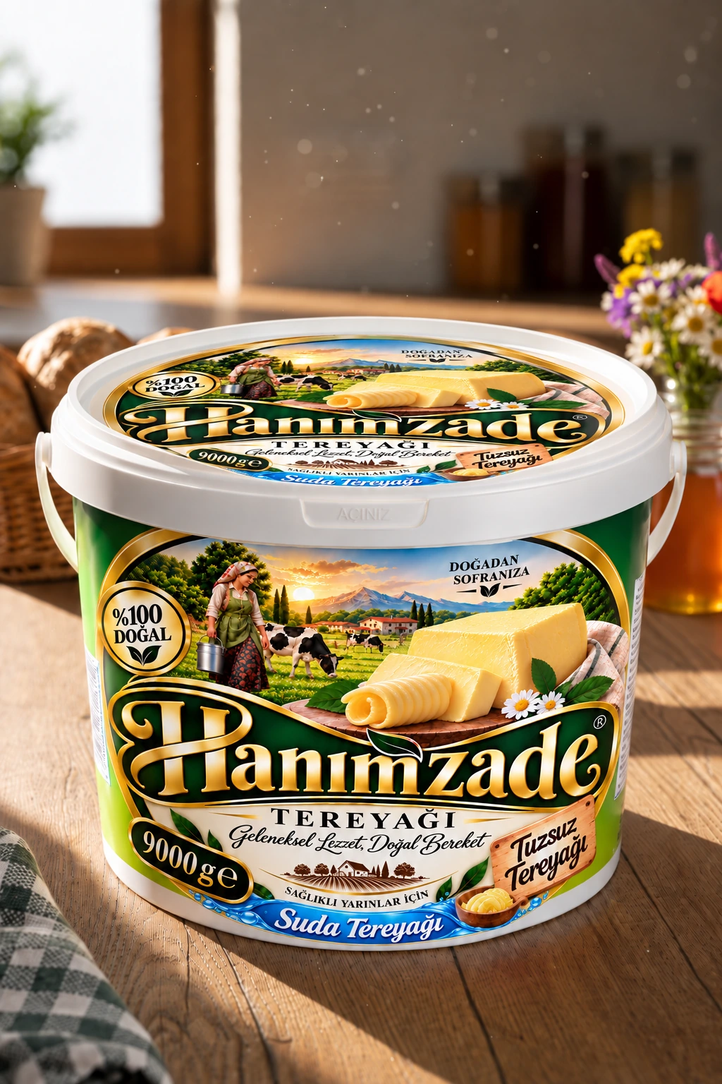 Hanımzade Tuzsuz Suda Tereyağı 9000 GR ambalajı